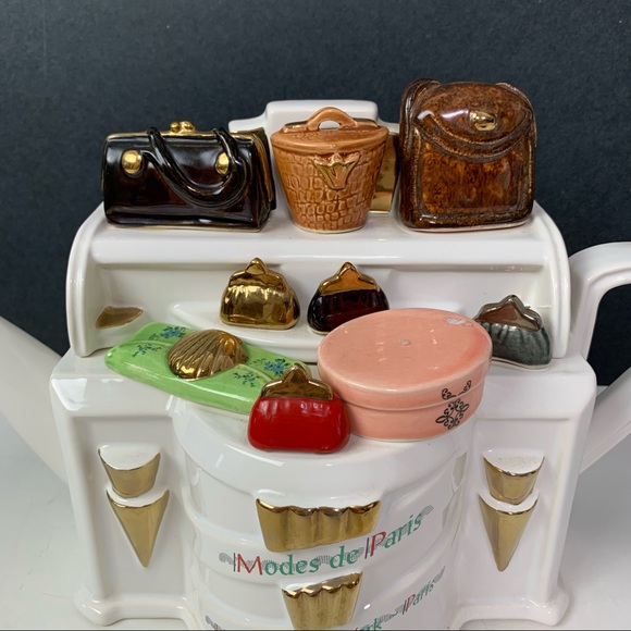 VTG Parrington Designs Modes De Paris Handbags Tea Pot - Picture 2 of 8